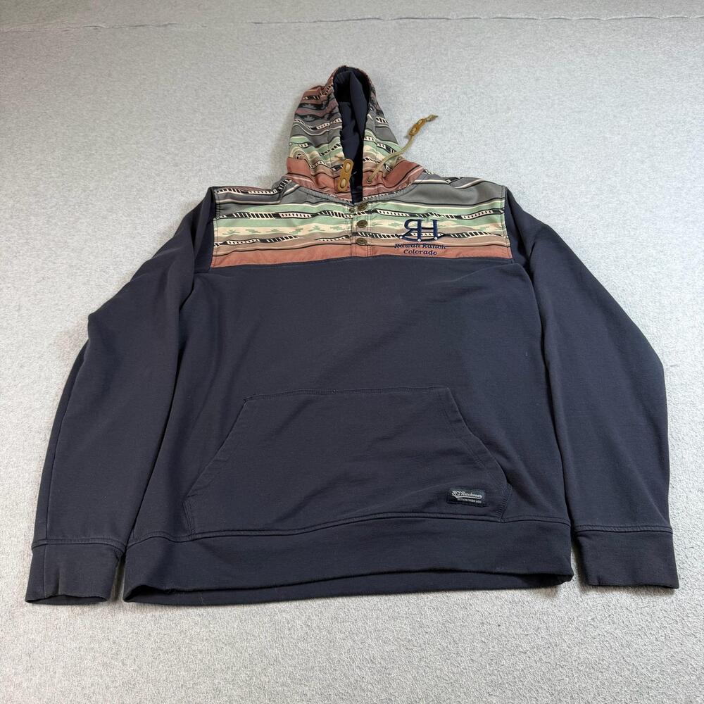 STS Ranchwear Hoodie Mens Small Black Henley Rawah Ranch Western Fleece Logo